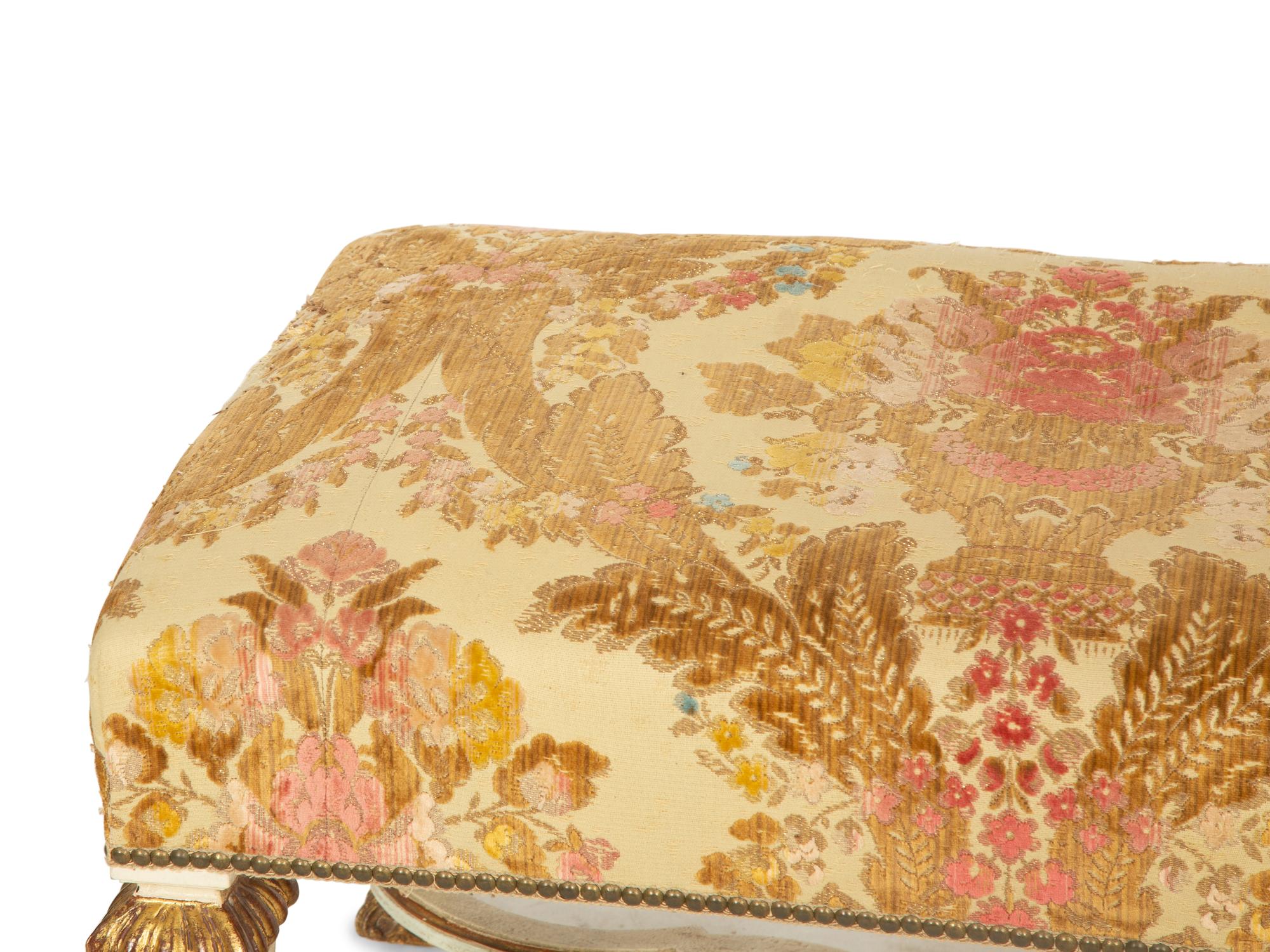 An Italian Painted and Parcel Gilt Bench