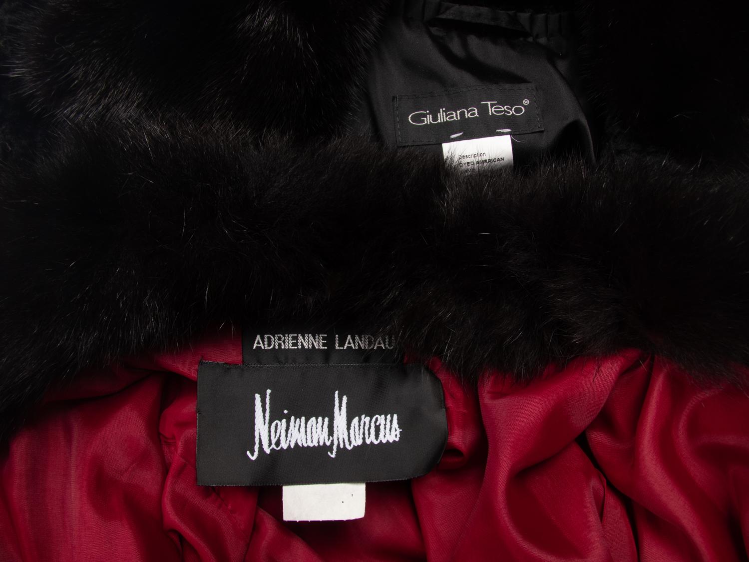 Two Designer Embellished Coats with Fur Trim
