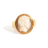 A Neoclassical Sardonyx Cameo and Gold Finger Ring with a Male Portrait Head