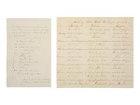 [CIVIL WAR]. Archive associated with the Lovell General Hospital, Portsmouth Grove, Rhode Island, incl. letters, manuscript menu, and items related to Lovell Hospital nurse Sarah Chauncy Woolsey (1835-1905).