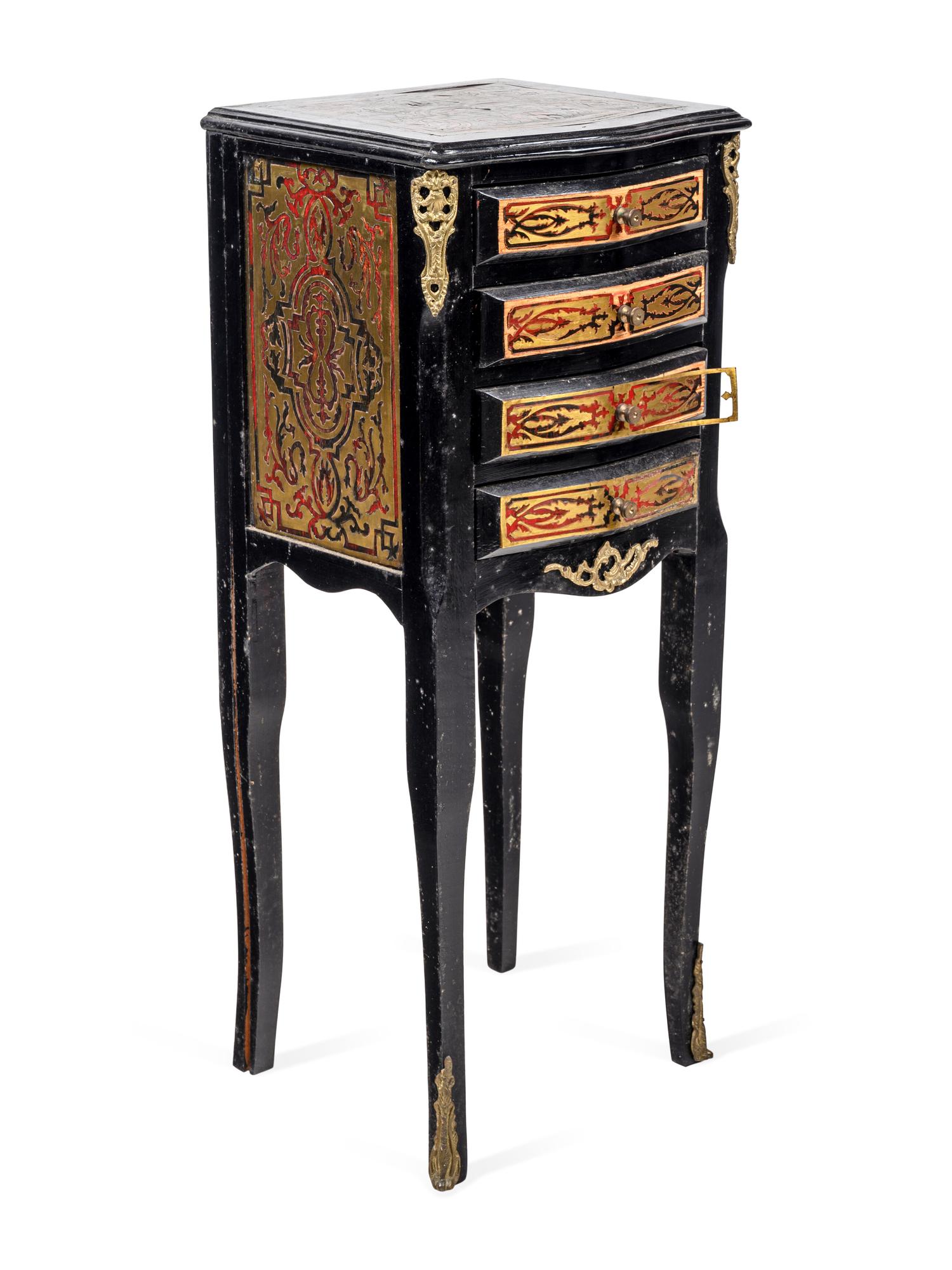 A Napoleon III Style Brass Inlaid Simulated Tortoise Chest