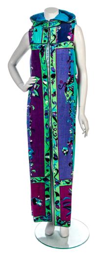 An Emilio Pucci Purple and Aqua Print Terrycloth Beach Dress, Size 10.