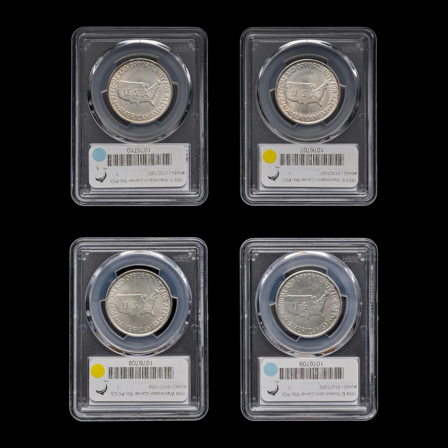 A Group of Four Graded George Washington-Carver 50c Coins