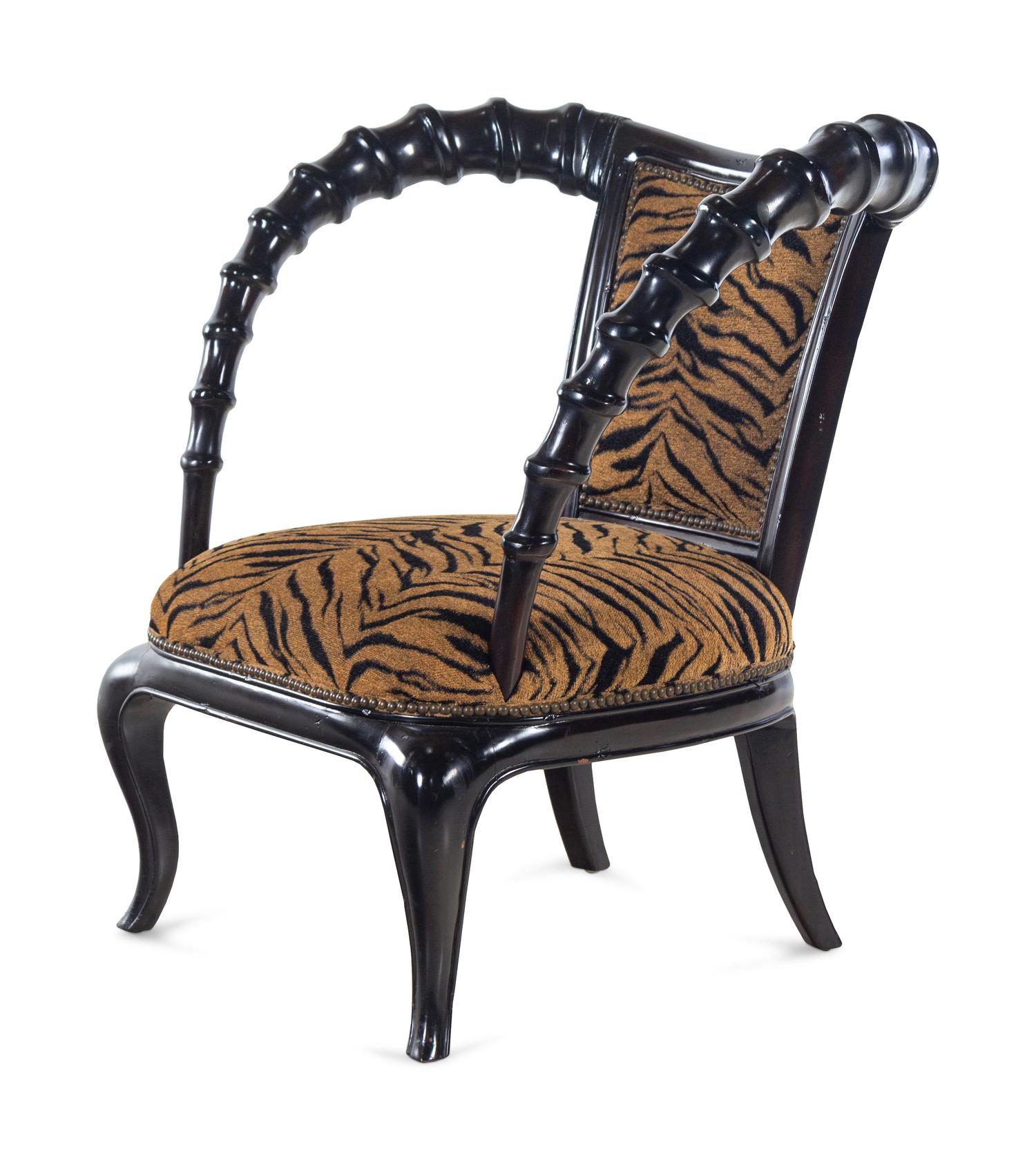 A Thomasville Hemingway Carved Wood Horn Armchair