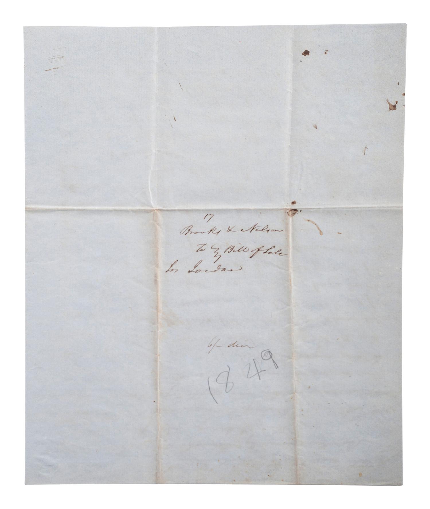 [SLAVERY & ABOLITION]. Manuscript bill of sale for enslaved African Americans "Elias" and "Henry," ages 15 and 12-years old. Bertie County, NC, 14 May 1849.