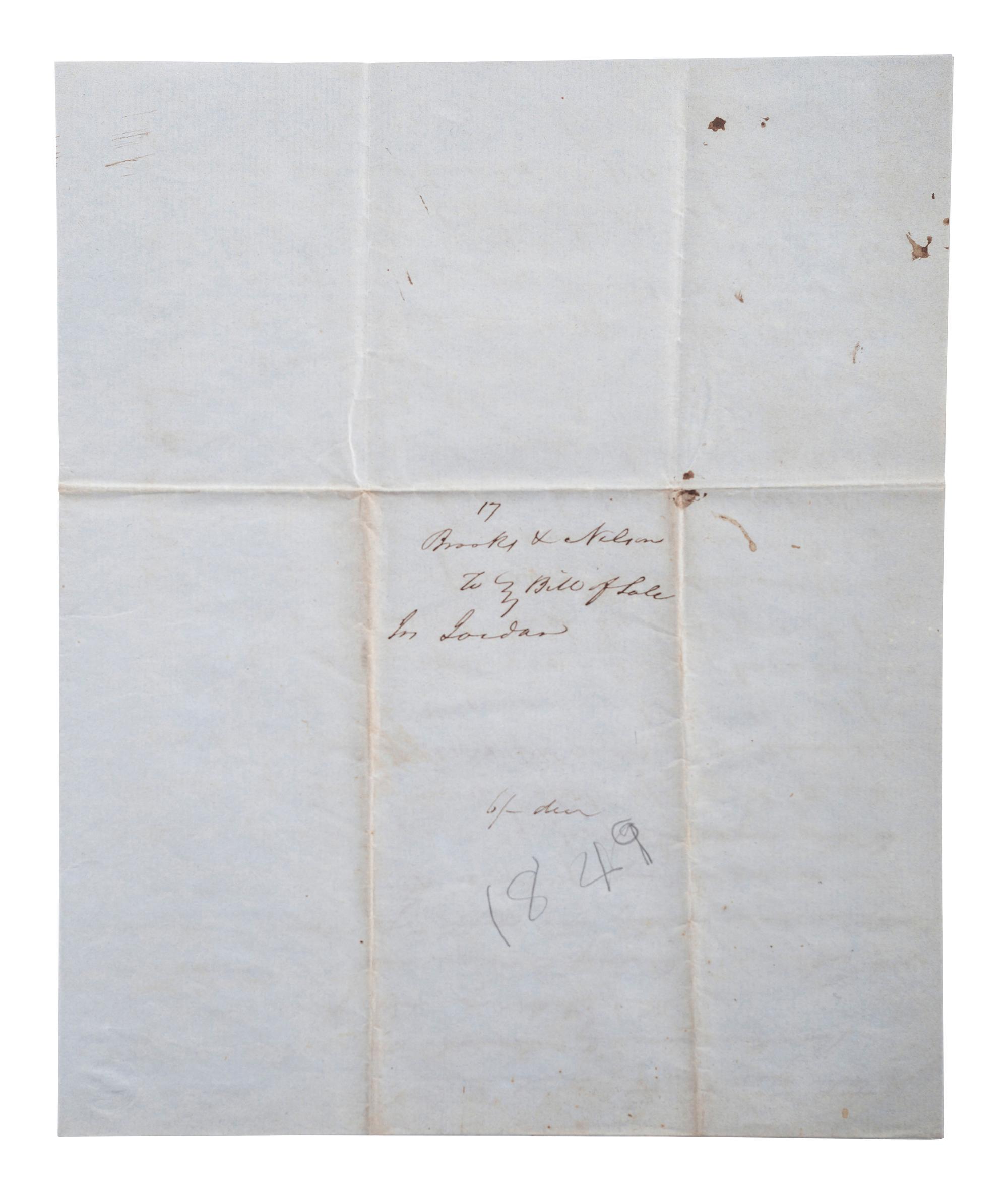 [SLAVERY & ABOLITION]. Manuscript bill of sale for enslaved African Americans "Elias" and "Henry," ages 15 and 12-years old. Bertie County, NC, 14 May 1849.