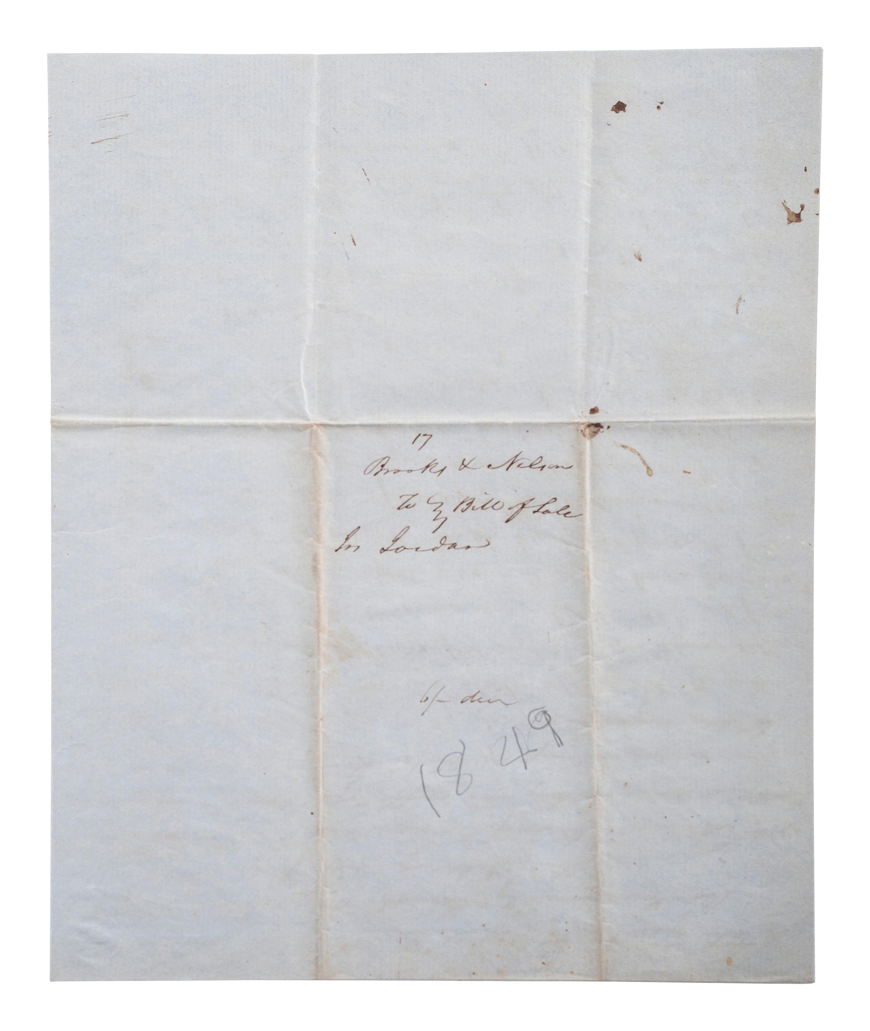 [SLAVERY & ABOLITION]. Manuscript bill of sale for enslaved African Americans "Elias" and "Henry," ages 15 and 12-years old. Bertie County, NC, 14 May 1849.