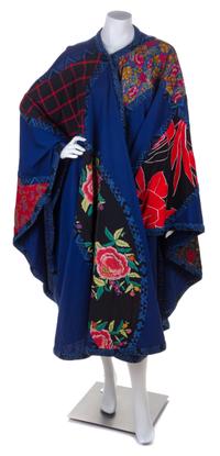 A Koos Royal Blue Wool Quilted Cape, No size.