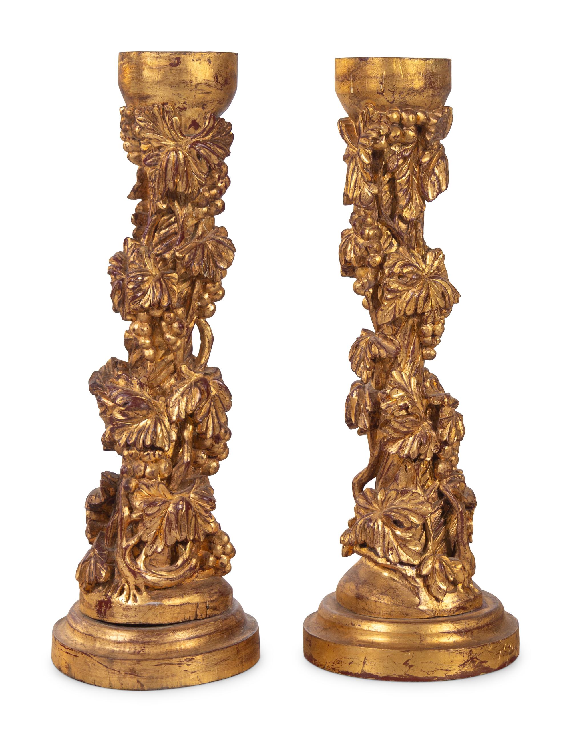 A Pair of Continental Giltwood Pedestals