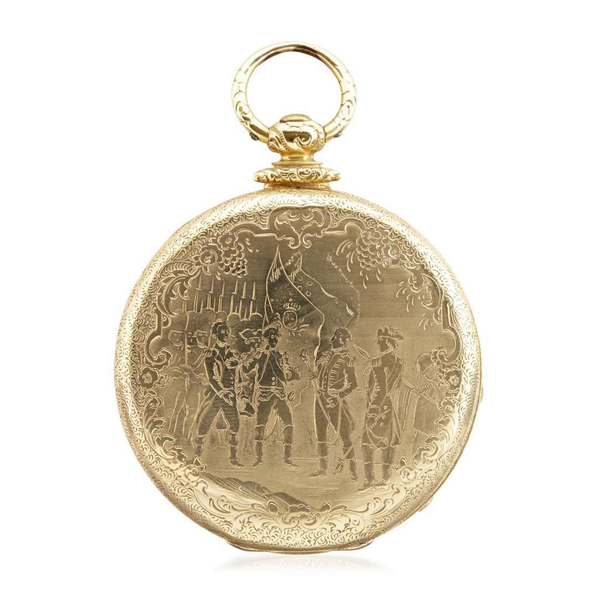 18 karat gold key-wind hunting case pocket watch Gabriel D. Clark, Baltimore, MD, first half 19th century