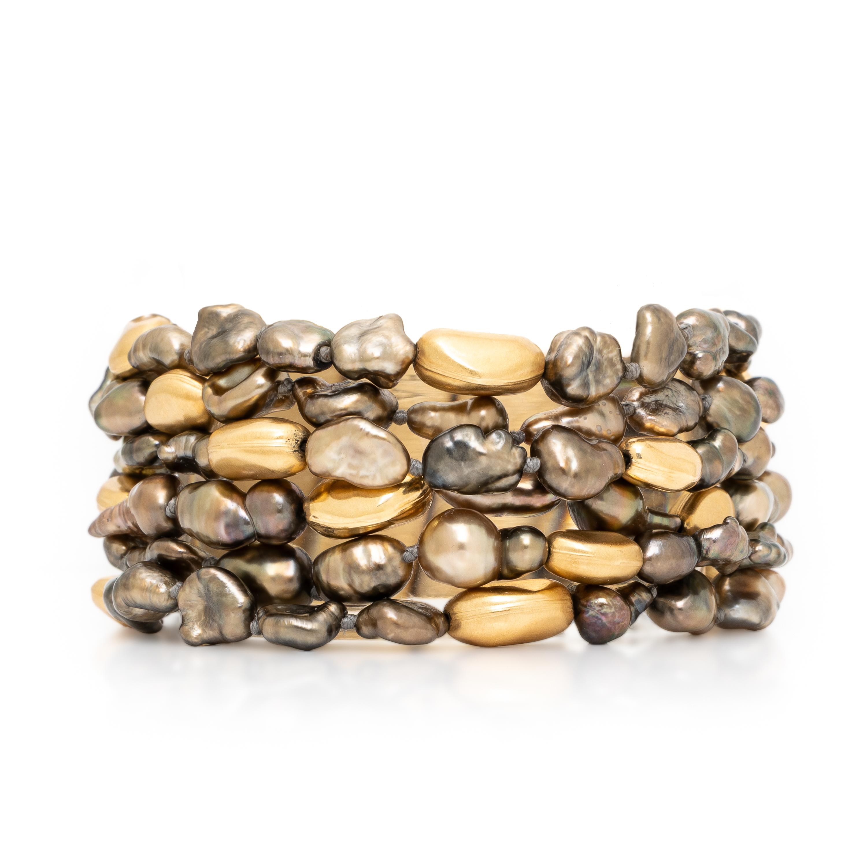 Yvel, Keshi Cultured Pearl and Yellow Gold Bracelet