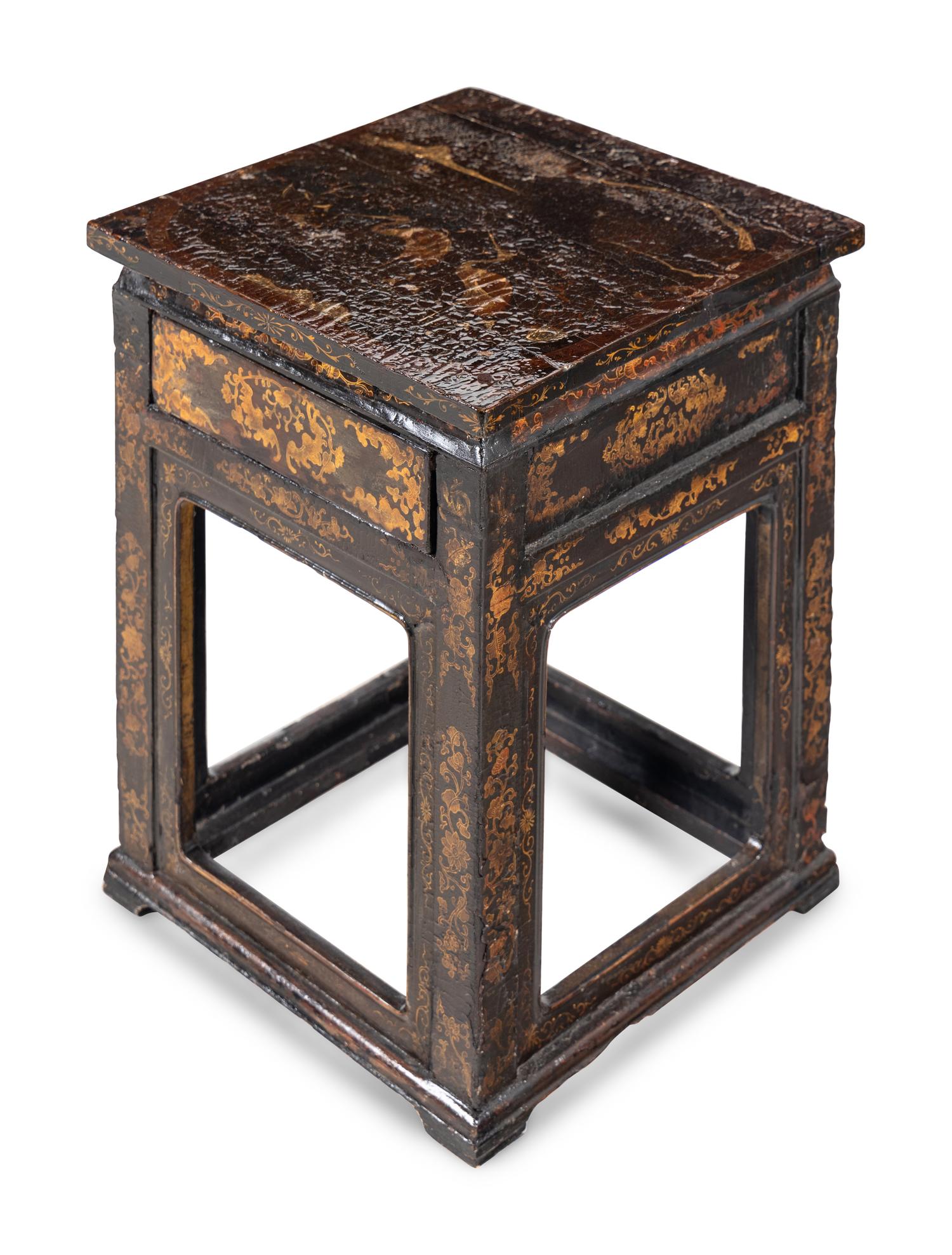 A Pair of Chinese Export Lacquer End Tables