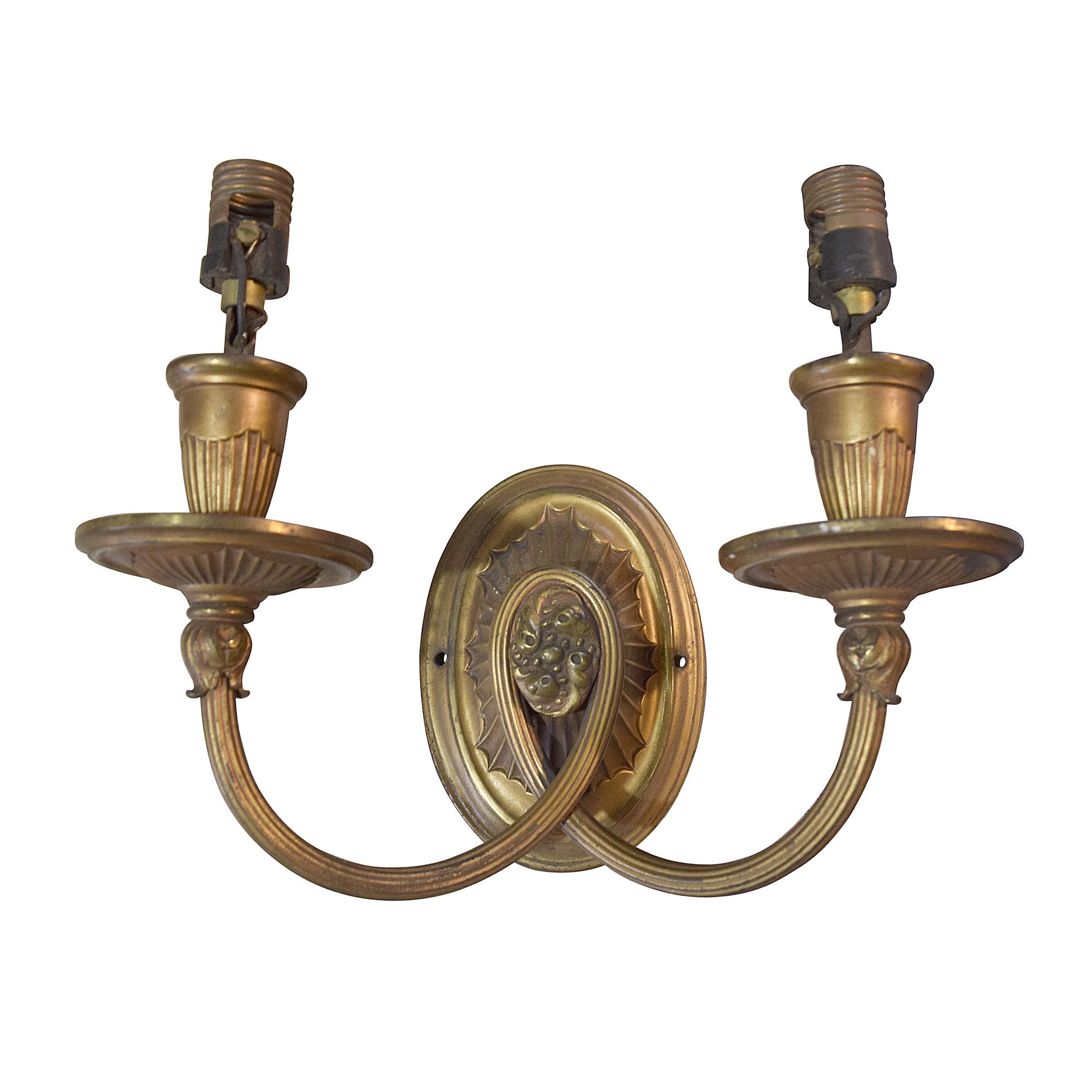 A Brass Two-Arm Sconce 12" W x 7" D x 10" H — United States, Circa 1920
