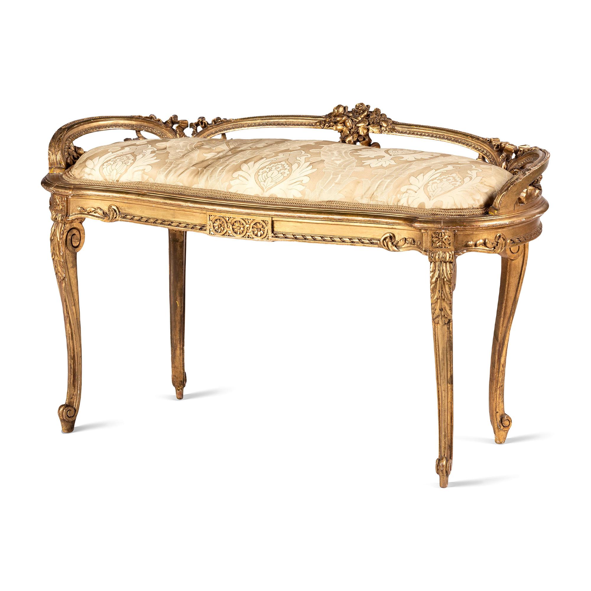 A Louis XVI Style Gilt Decorated Window Seat