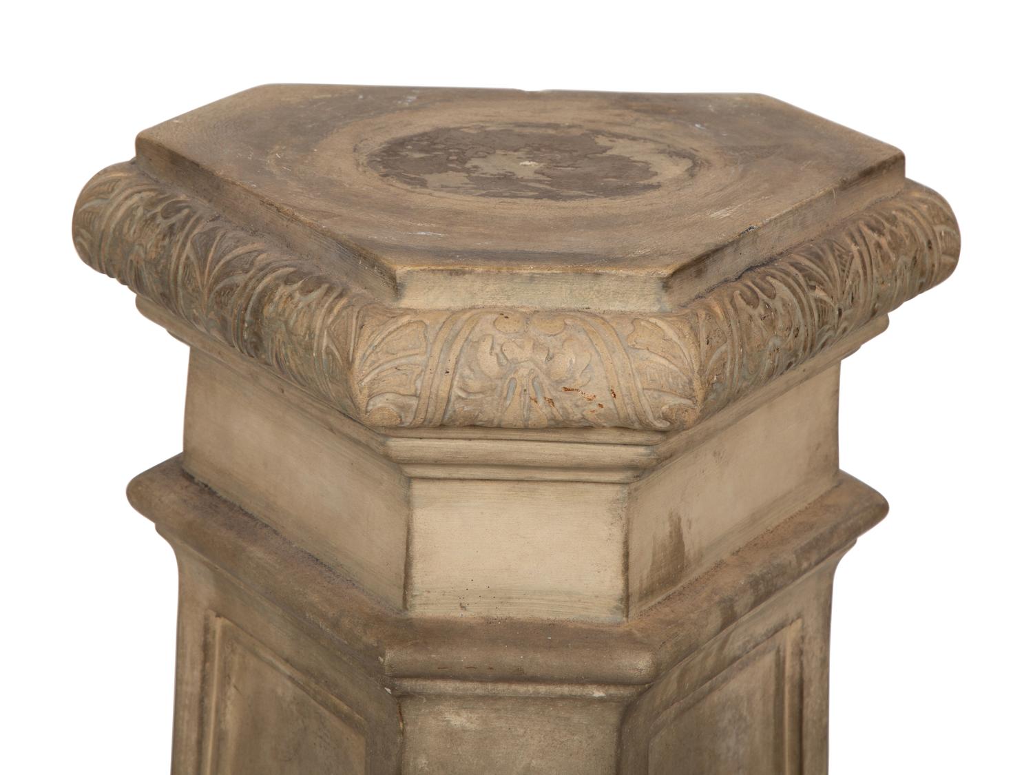 A Pair of Faux Cast Stone Trefoil Base Pedestals