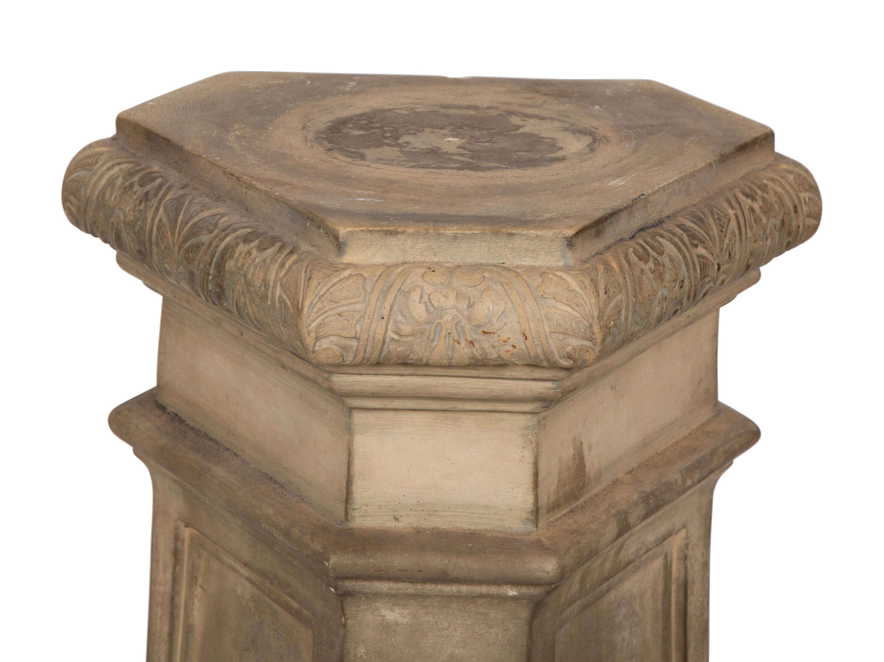 A Pair of Faux Cast Stone Trefoil Base Pedestals