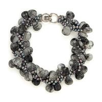 Mish, Grey Cultured Pearl and Tourmalinated Quartz Necklace