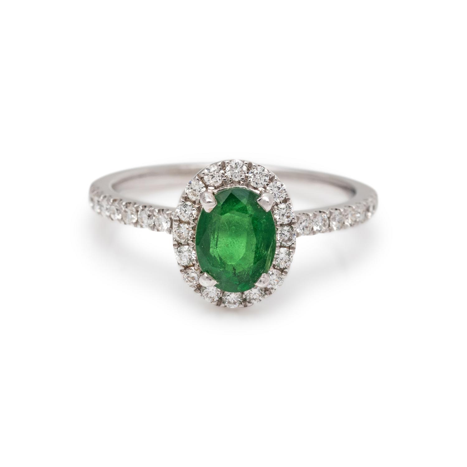 TSAVORITE GARNET AND DIAMOND RING