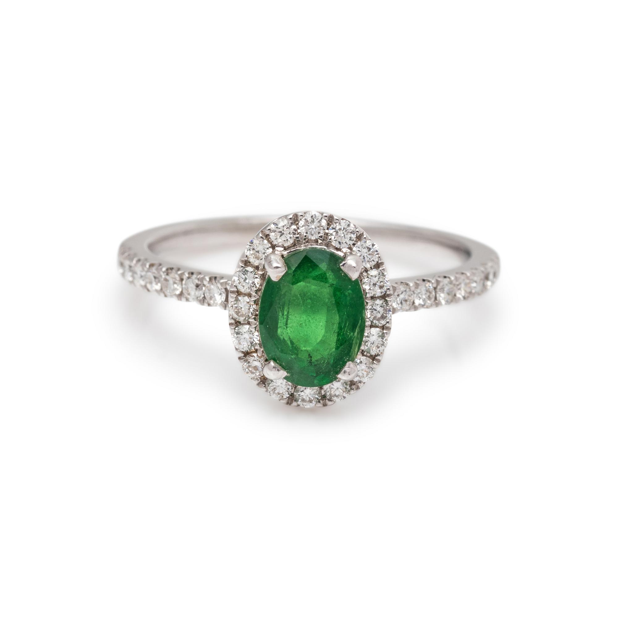 TSAVORITE GARNET AND DIAMOND RING