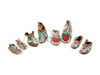 Plains Beaded Hide Moccasins, group of four