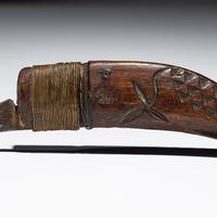 Maliseet / Mi'kmaq Crooked Knife, with Mother-of-Pearl Inlay