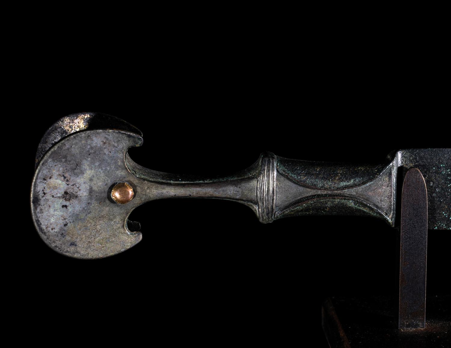 A Luristan Bronze Dagger with Gold and Silver Inlay Hilt