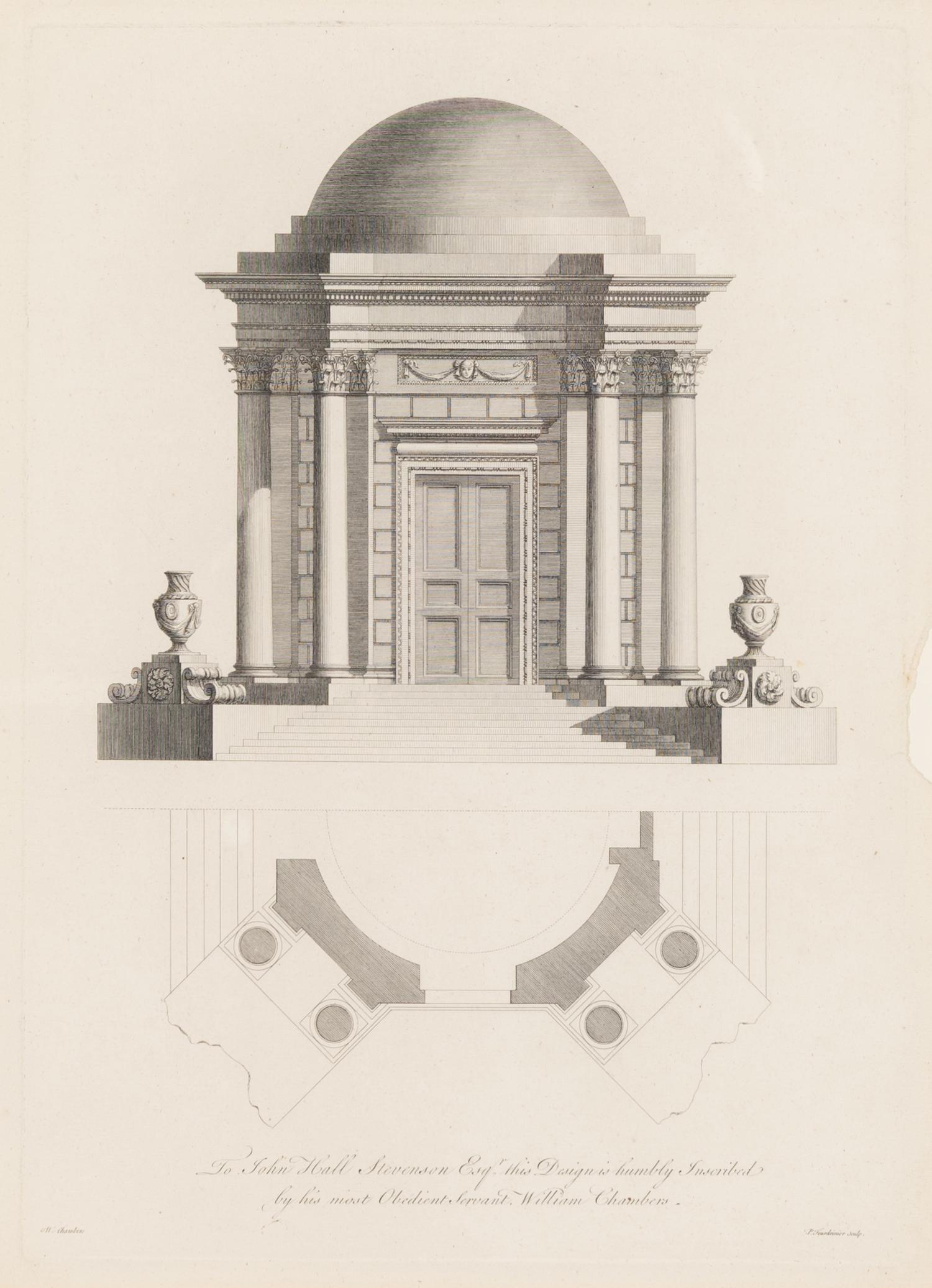 A Set of Three William Chambers (1722-1796) Architectural Study Chromolithographs