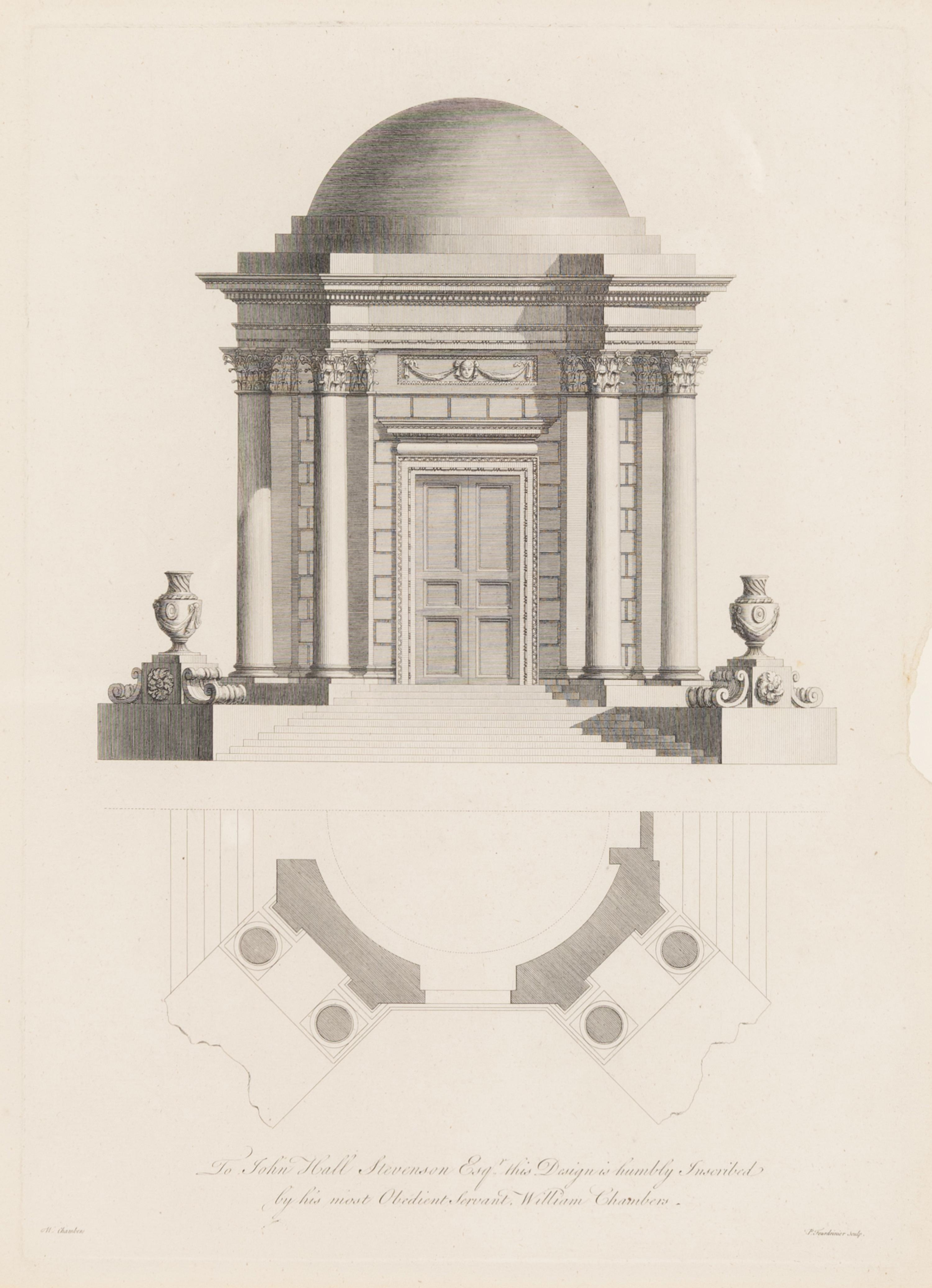 A Set of Three William Chambers (1722-1796) Architectural Study Chromolithographs