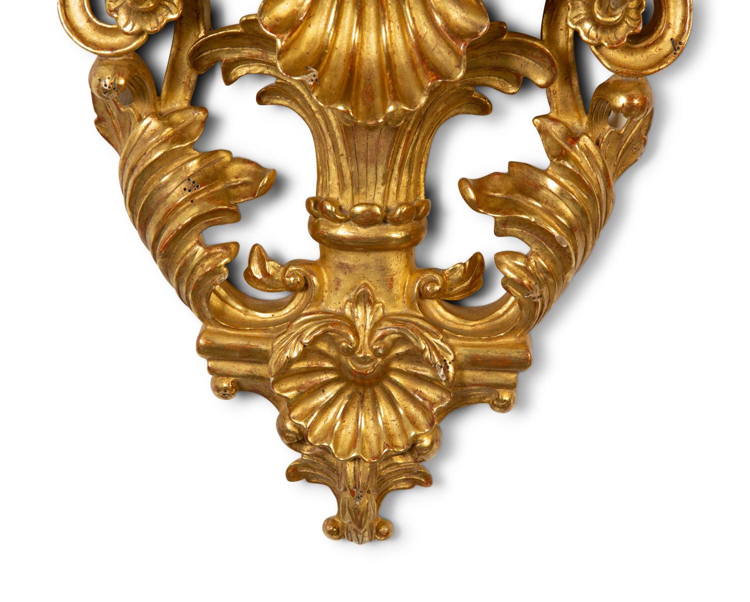 A Pair of Italian Carved Giltwood Wall Brackets