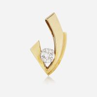 A 14K Yellow Gold and Diamond Slide Pendant