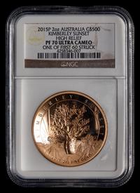 [AUSTRALIA] A 2015-P Kimberly Sunset: One of First 60 Struck 2 Oz. High Relief Gold and Diamond Inset $500 Proof (NGC PF70 UC)