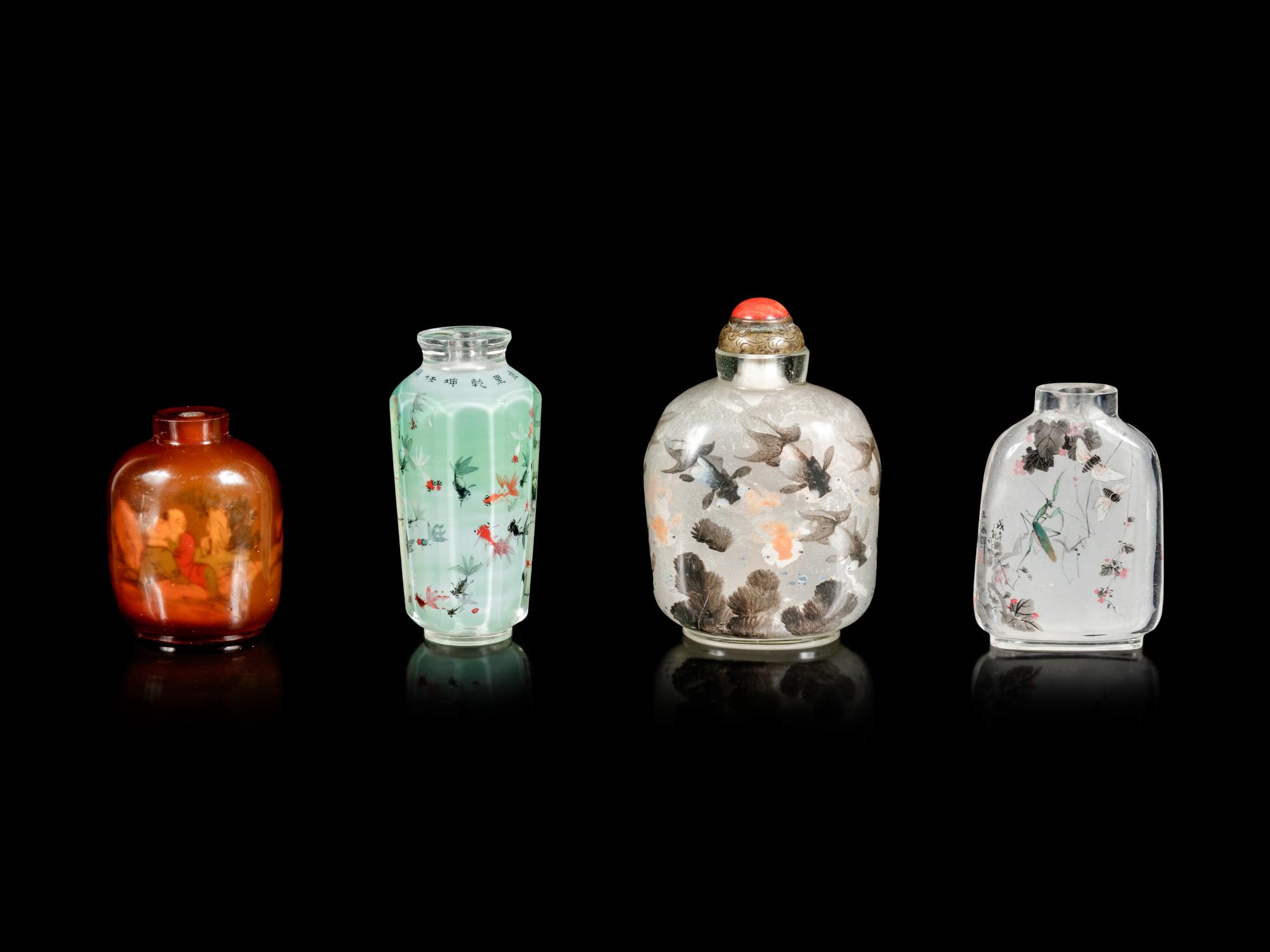 Four Chinese Inside Painted Glass Snuff Bottles
