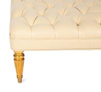 A Louis XVI Style Giltwood and Button Tufted Upholstered Ottoman