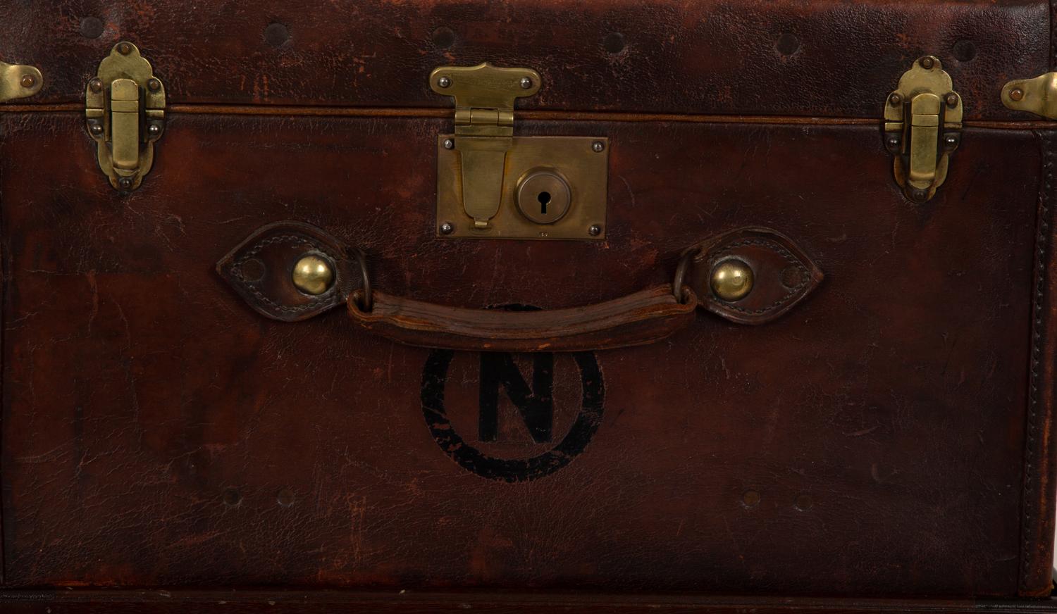 Two English Leather Luggage Cases with the Royal Cipher of George V
