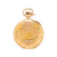 ELGIN, TRICOLOR GOLD HUNTER CASE POCKET WATCH