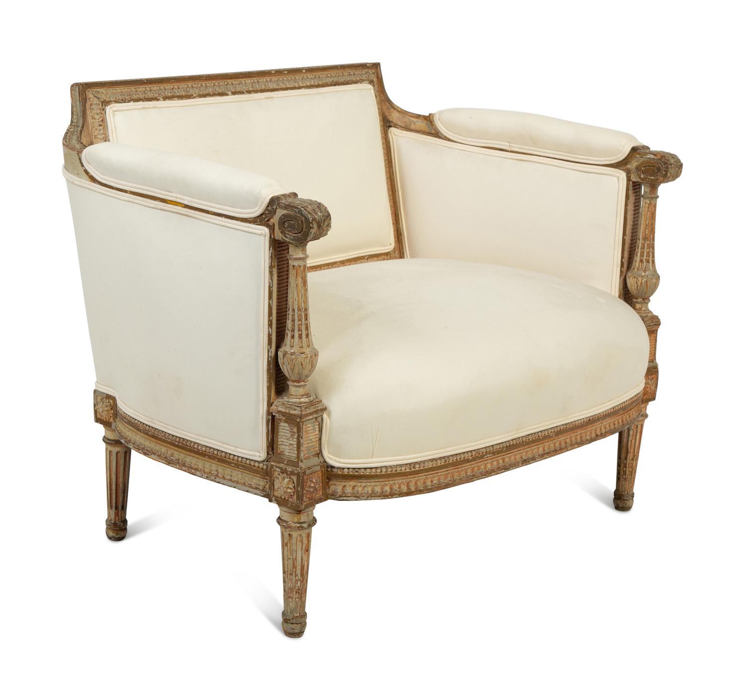 A Louis XVI Style Painted and Parcel Gilt Marquise — LATE 19TH/EARLY 20TH CENTURY