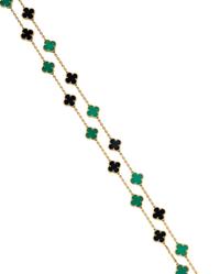 VAN CLEEF & ARPELS, TWENTY MOTIF ONYX, CHRYSOPRASE, AND YELLOW GOLD 'ALHAMBRA' NECKLACE