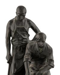 A Carl Brose Bronze and Marble Inkwell