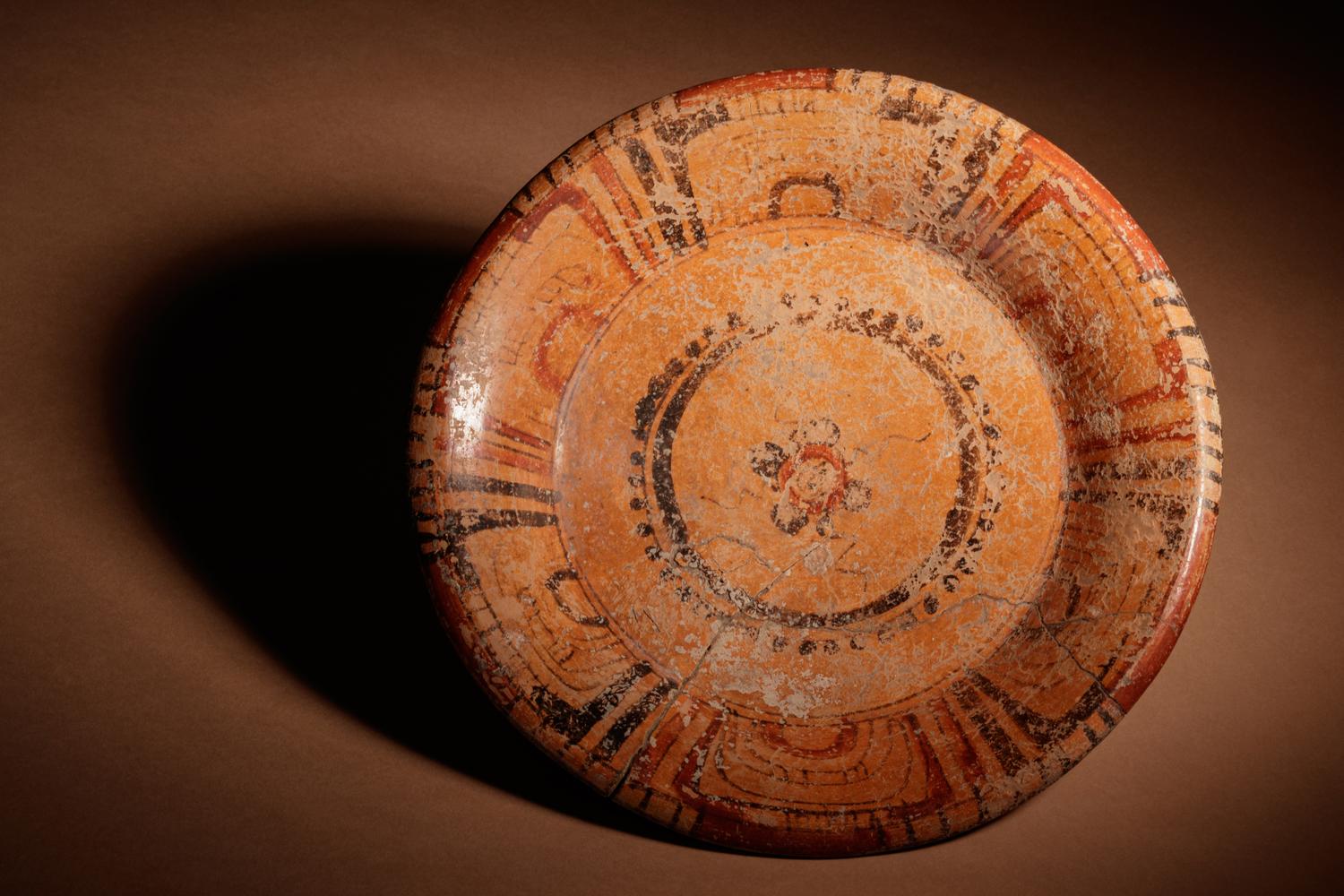 A Maya Polychrome Terracotta Tripod Plate