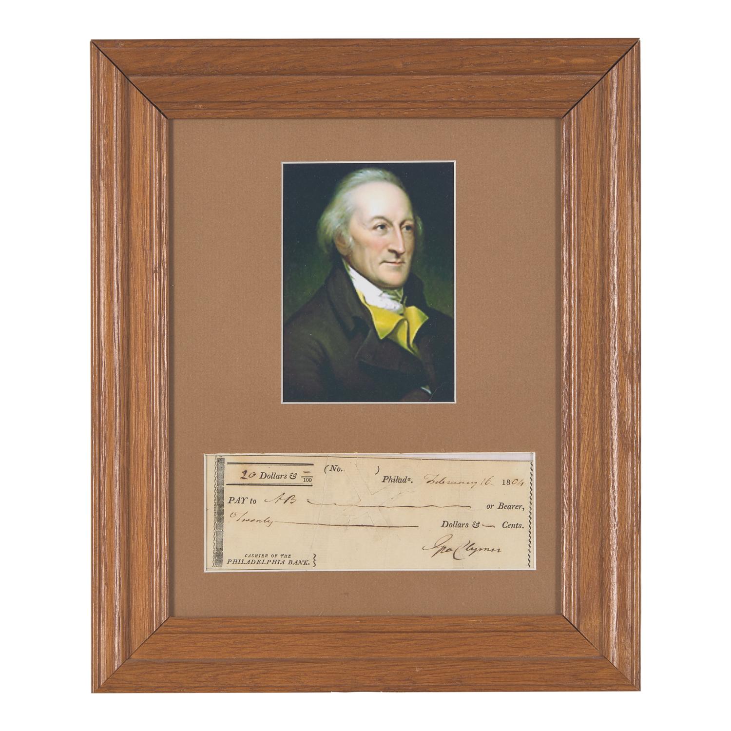[Declaration of Independence] Clymer, George. Signed Check