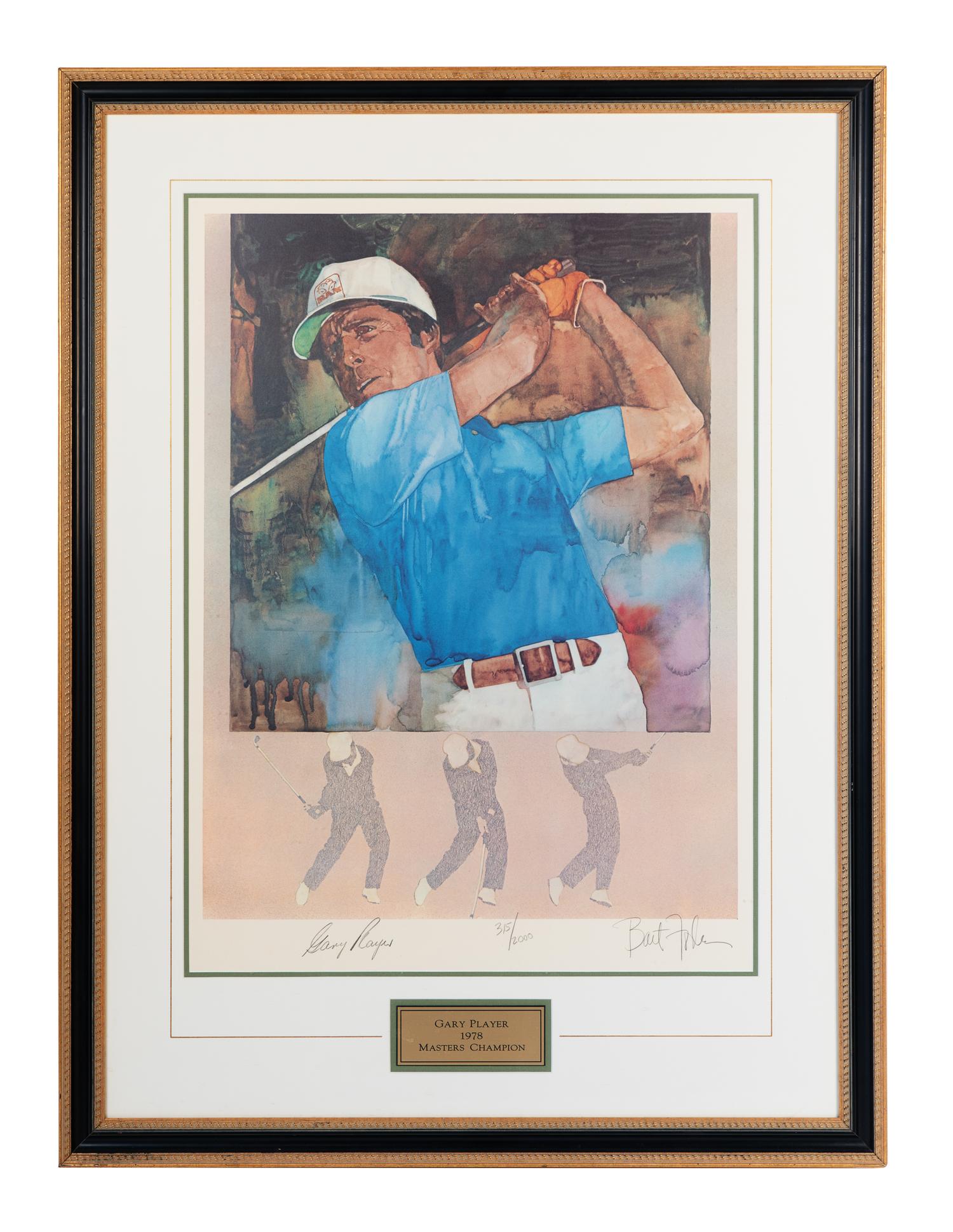 A Group of Gary Player Signed Autograph Displays Featuring a Tournament Used Golf Glove and Limited Edition Autographed Print,