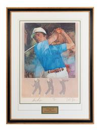 A Group of Gary Player Signed Autograph Displays Featuring a Tournament Used Golf Glove and Limited Edition Autographed Print,