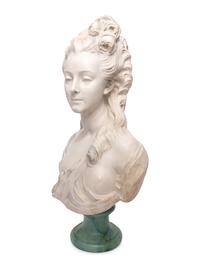 A Painted Composition Bust of a Young Woman After Jean-Jacques Cafffieri