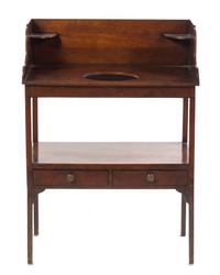 A George III Mahogany Wash Stand Height 38 1/2 x width 28 x depth 18 1/2 inches.