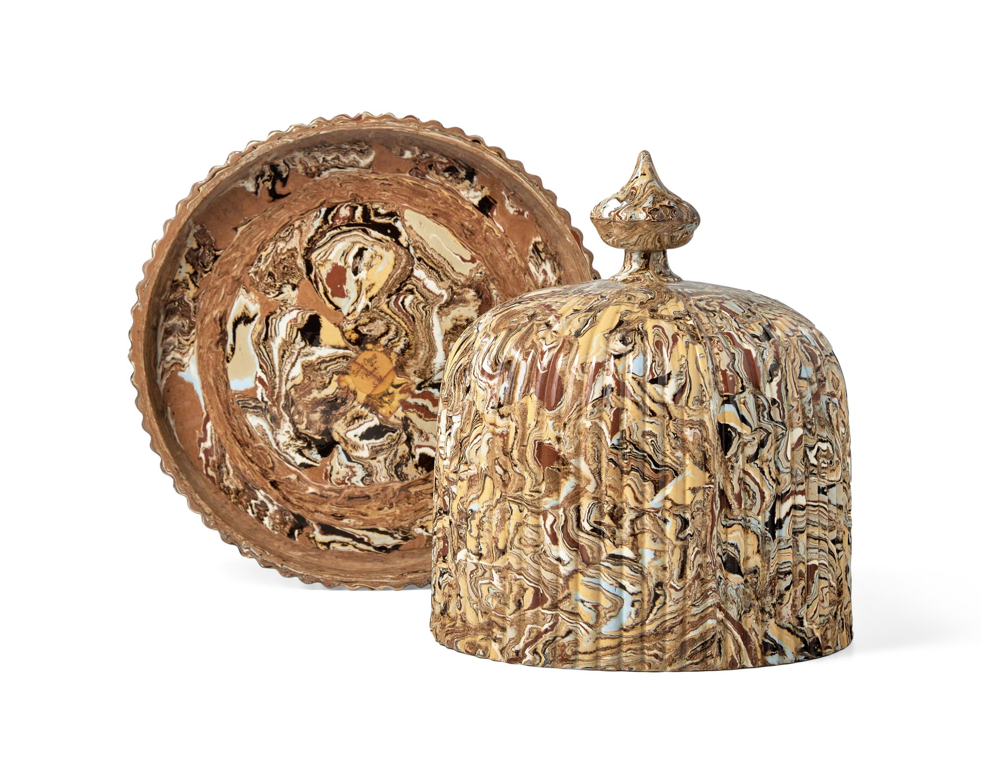 A Copeland and Garrett Agateware Cheese Dish and Cover
