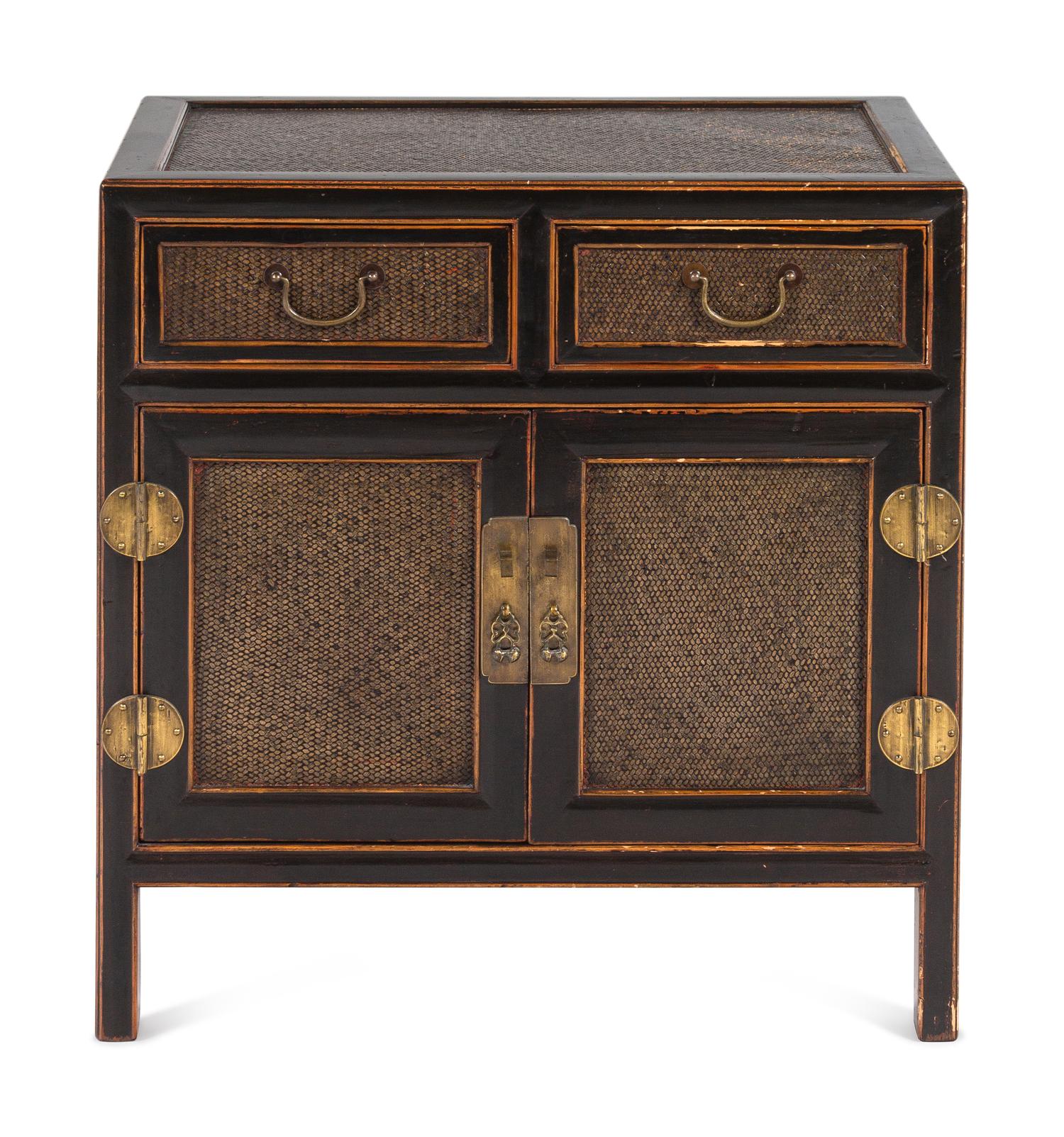 A Korean Rattan-Inset Cabinet