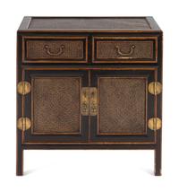 A Korean Rattan-Inset Cabinet