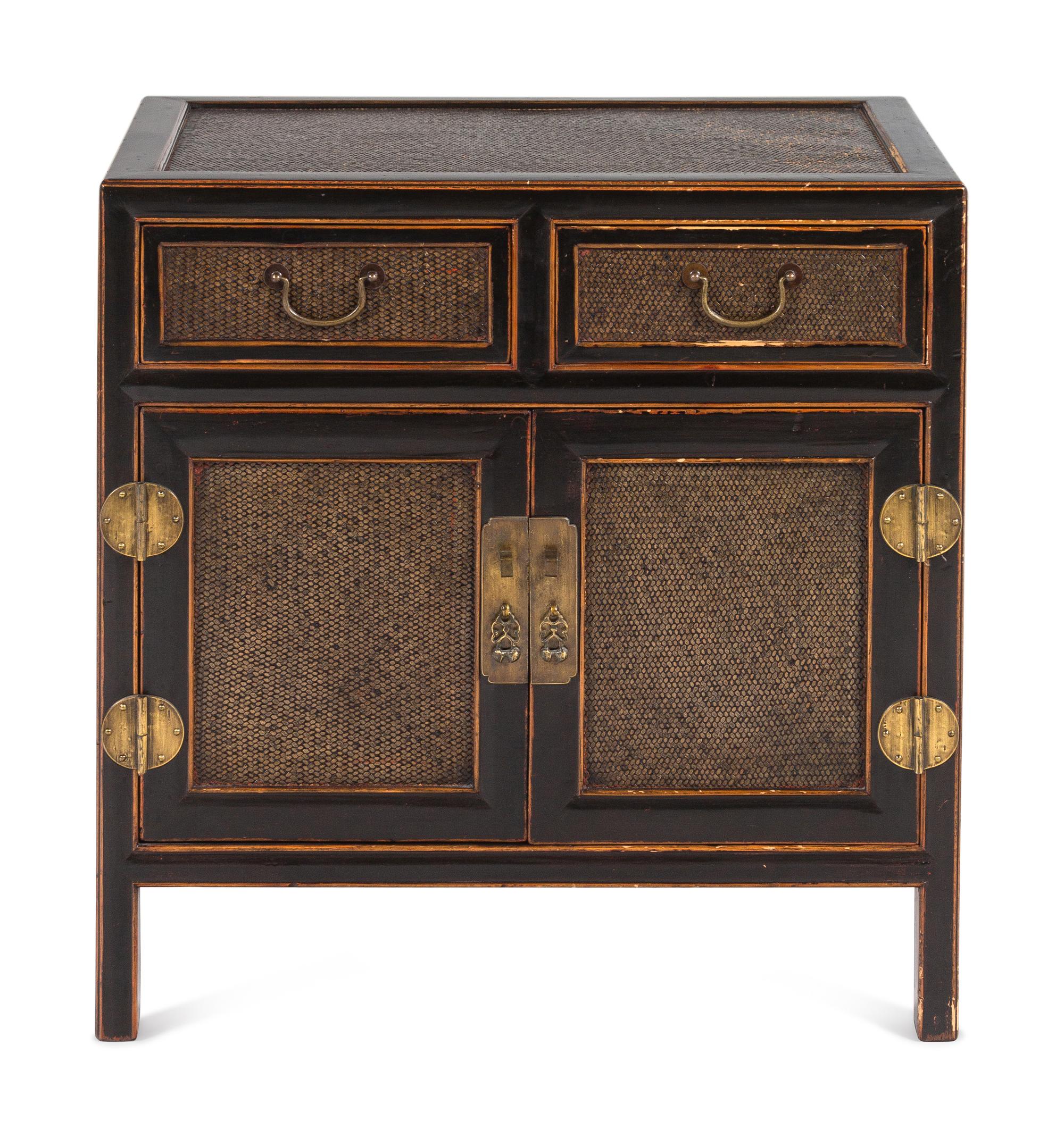 A Korean Rattan-Inset Cabinet