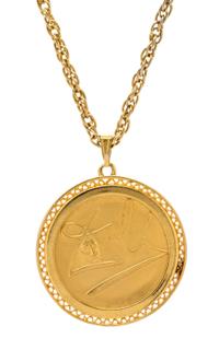 A Gold Plated 'Leda and the Swan' Pendant, Salvador Dali,
