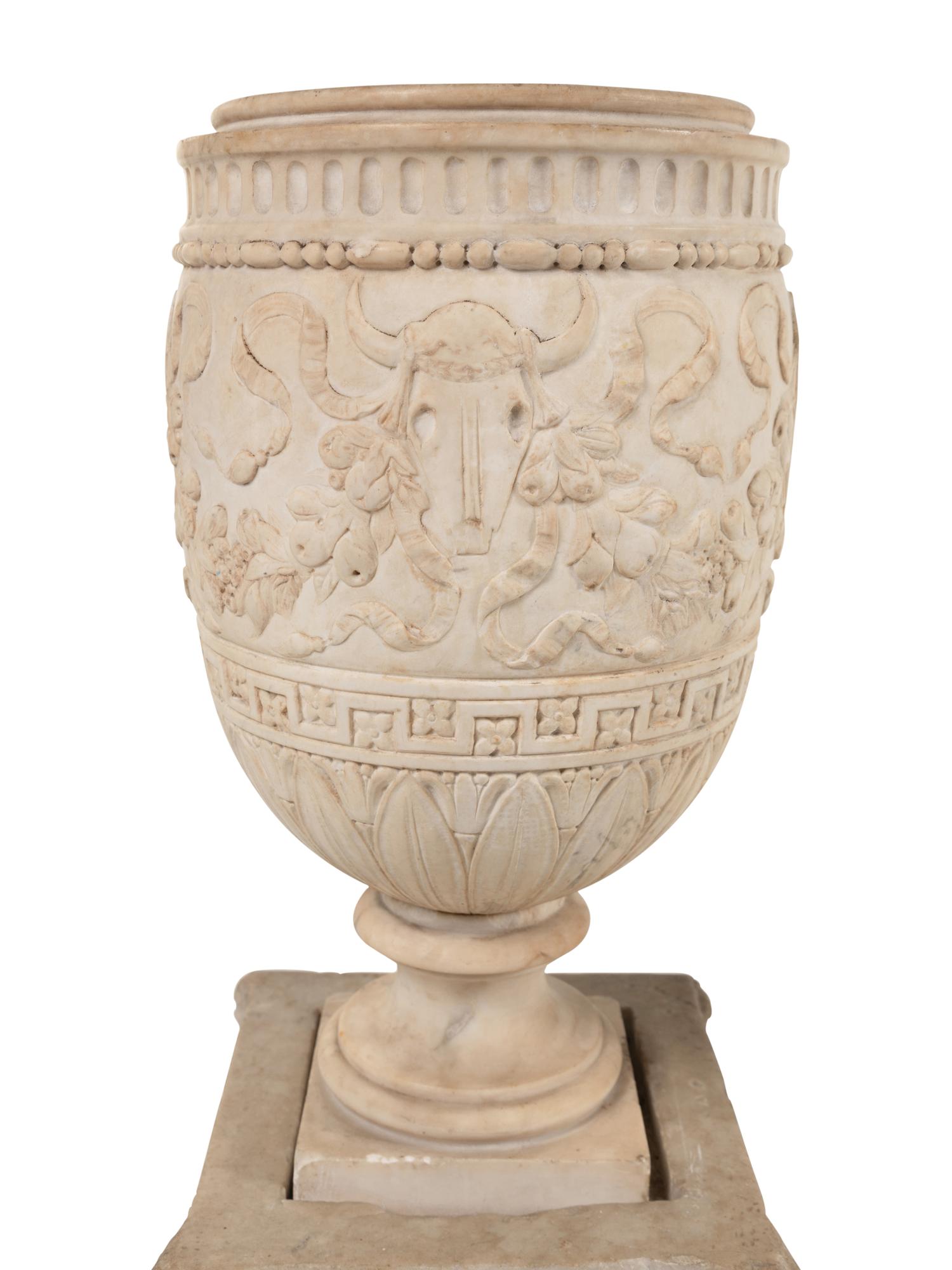 A Near Pair of Neoclassical Marble Jardinières
